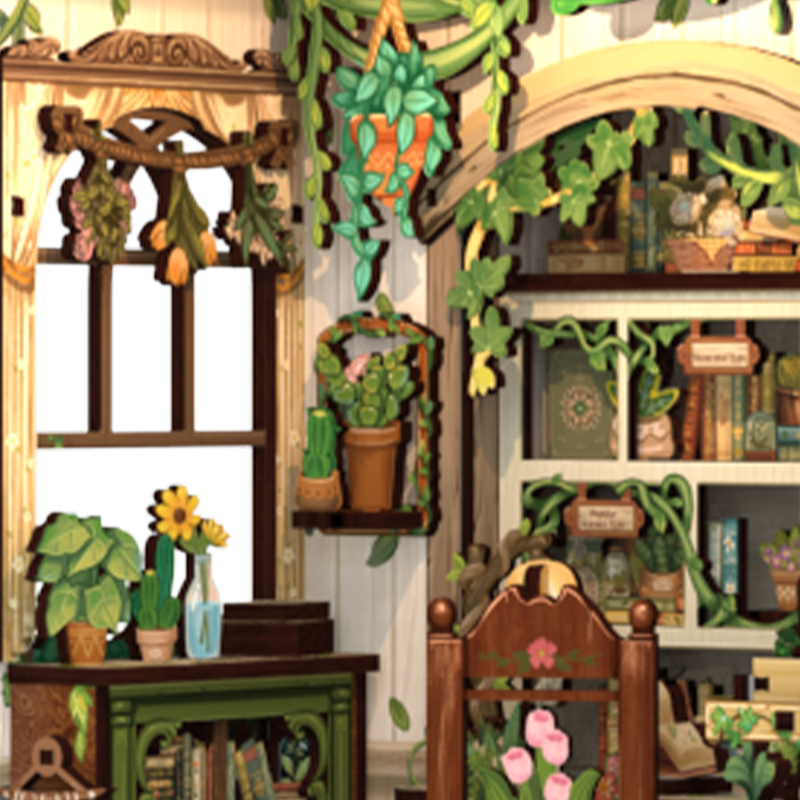 CuteBee - DIY Miniatuur Houten Book Nook Bouwpakket - CWGC203 - Green Life Bookshop - Afbeelding 10