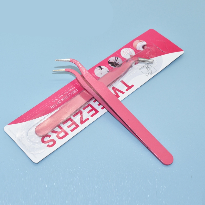 Pincet met Fijne Punt Gebogen - Stainless Steel - Roze