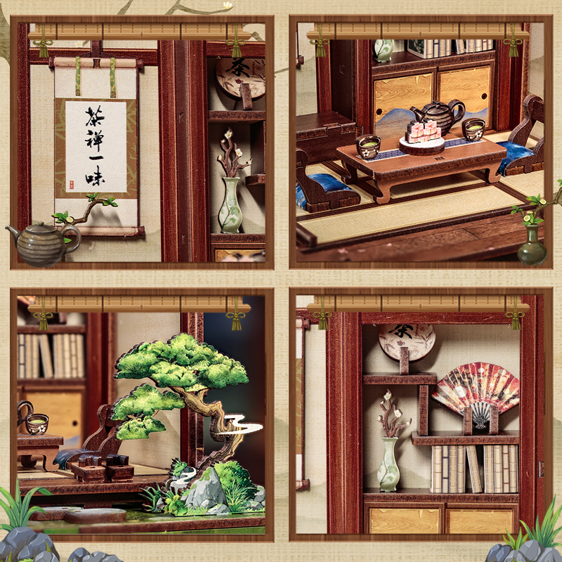 CuteBee - DIY Miniatuur Houten Book Nook Bouwpakket - CWGC219 - Kirishima Cha-an - Afbeelding 7