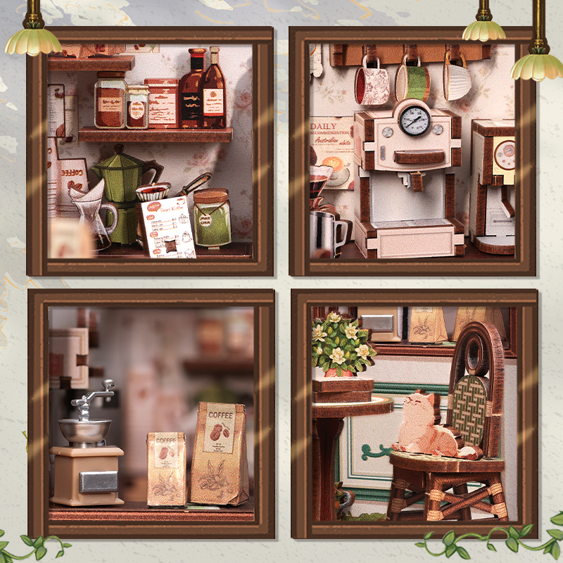CuteBee - DIY Miniatuur Houten Book Nook Bouwpakket - CWGC208 - Sunny Cafe - Afbeelding 6