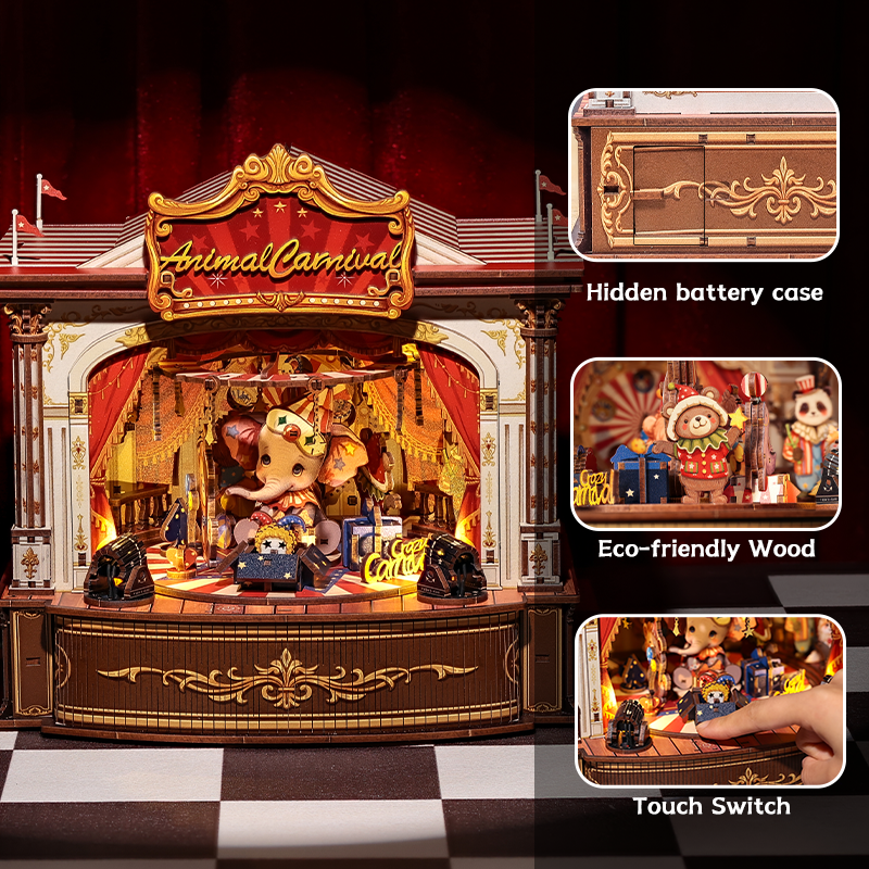 CuteBee - DIY Miniatuur Houten Huisje - Modelbouwpakket - TTCB501 - Animal Carnival - Afbeelding 6