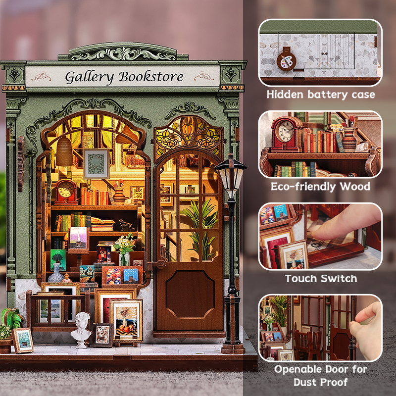 CuteBee - DIY Miniatuur Houten Book Nook Bouwpakket - CWGC214 - Gallery Bookstore - Afbeelding 5