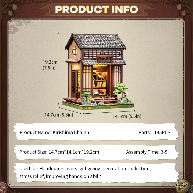 CuteBee - DIY Miniatuur Houten Book Nook Bouwpakket - CWGC219 - Kirishima Cha-an - Afbeelding 11