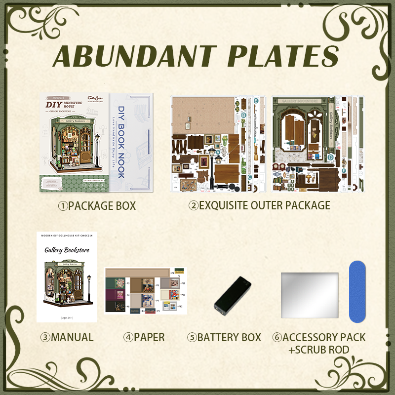 CuteBee - DIY Miniatuur Houten Book Nook Bouwpakket - CWGC214 - Gallery Bookstore - Afbeelding 6