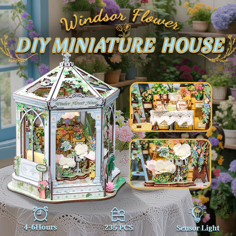 CuteBee - DIY Miniatuur Houten Huisje - Modelbouwpakket - GHGC401 - Windsor Flower House - Afbeelding 9