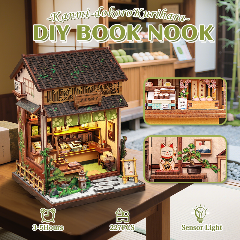 CuteBee - DIY Miniatuur Houten Book Nook Bouwpakket - CWGC218 - Kanmi Dokoro Kurihara - Afbeelding 7