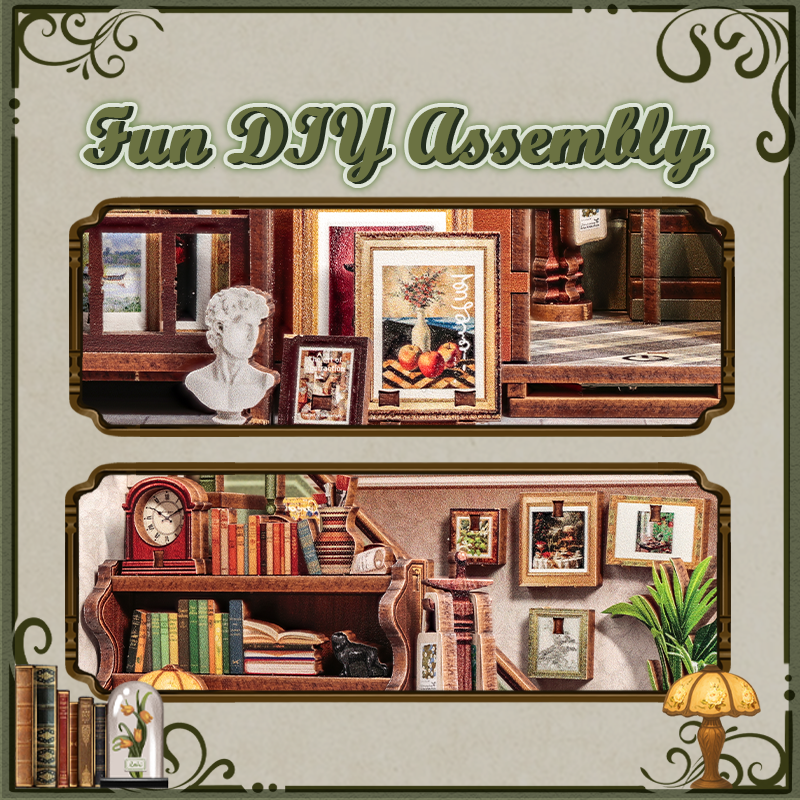 CuteBee - DIY Miniatuur Houten Book Nook Bouwpakket - CWGC214 - Gallery Bookstore - Afbeelding 7