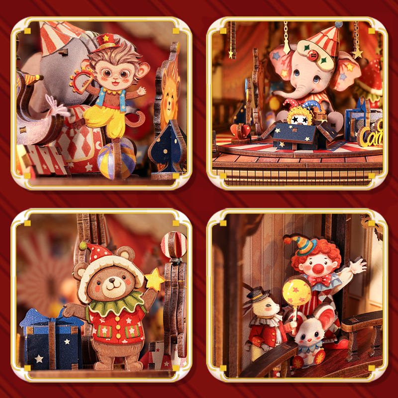 CuteBee - DIY Miniatuur Houten Huisje - Modelbouwpakket - TTCB501 - Animal Carnival - Afbeelding 3