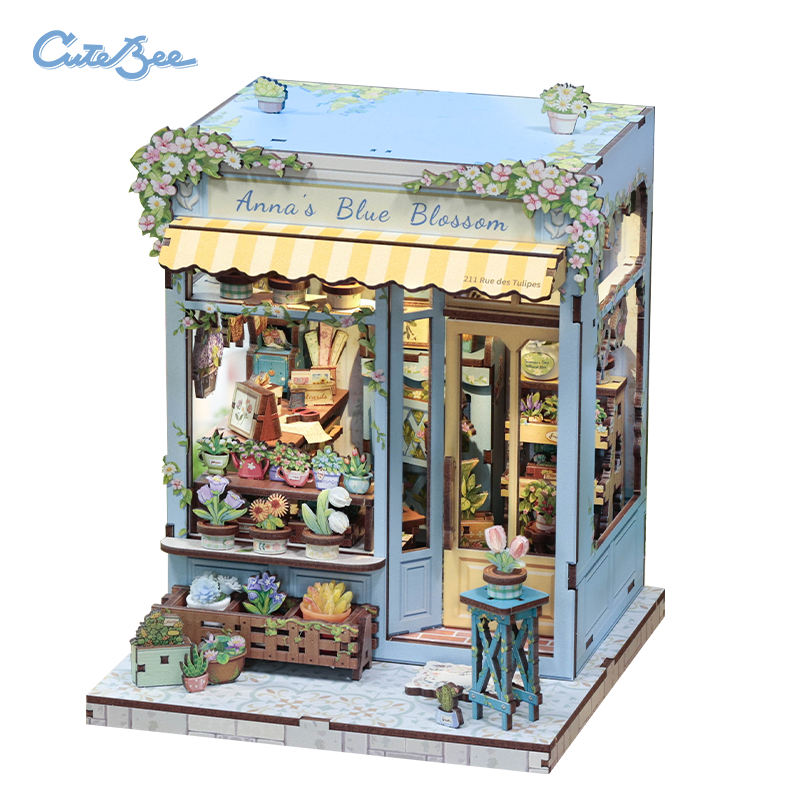 CuteBee - DIY Miniatuur Houten Book Nook Bouwpakket - CWGC211 - Anna's Blue Blossom