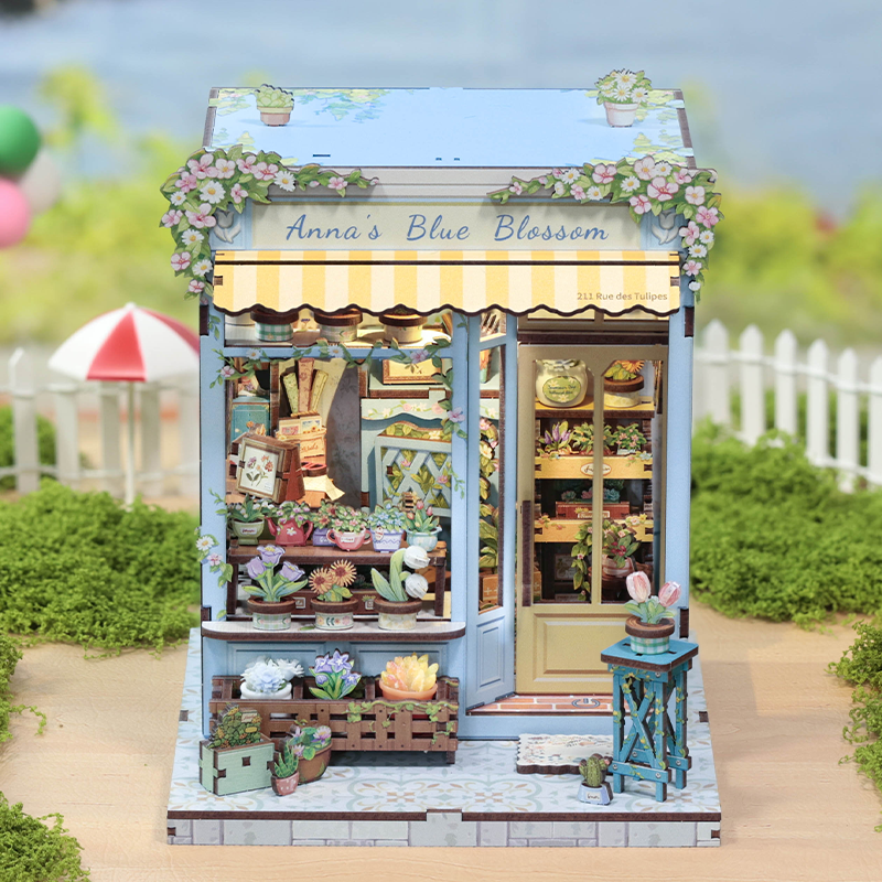 CuteBee - DIY Miniatuur Houten Book Nook Bouwpakket - CWGC211 - Anna's Blue Blossom - Afbeelding 4