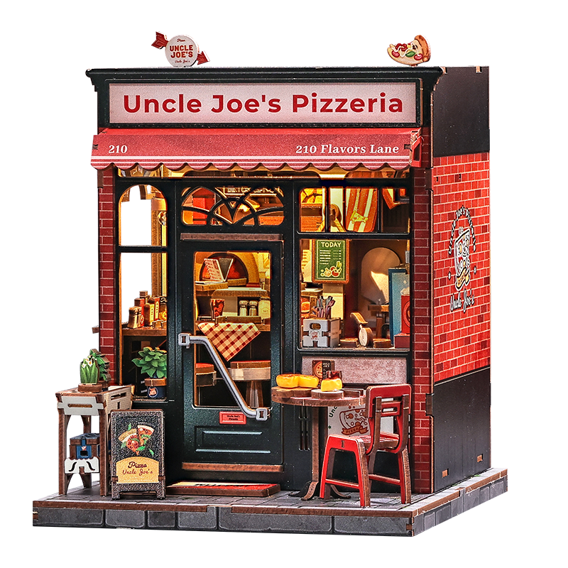 CuteBee - DIY Miniatuur Houten Book Nook Bouwpakket - CWGC210 - Uncle Joe's Pizzeria