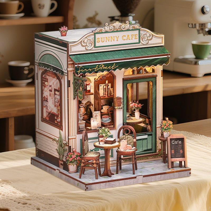 CuteBee - DIY Miniatuur Houten Book Nook Bouwpakket - CWGC208 - Sunny Cafe - Afbeelding 3