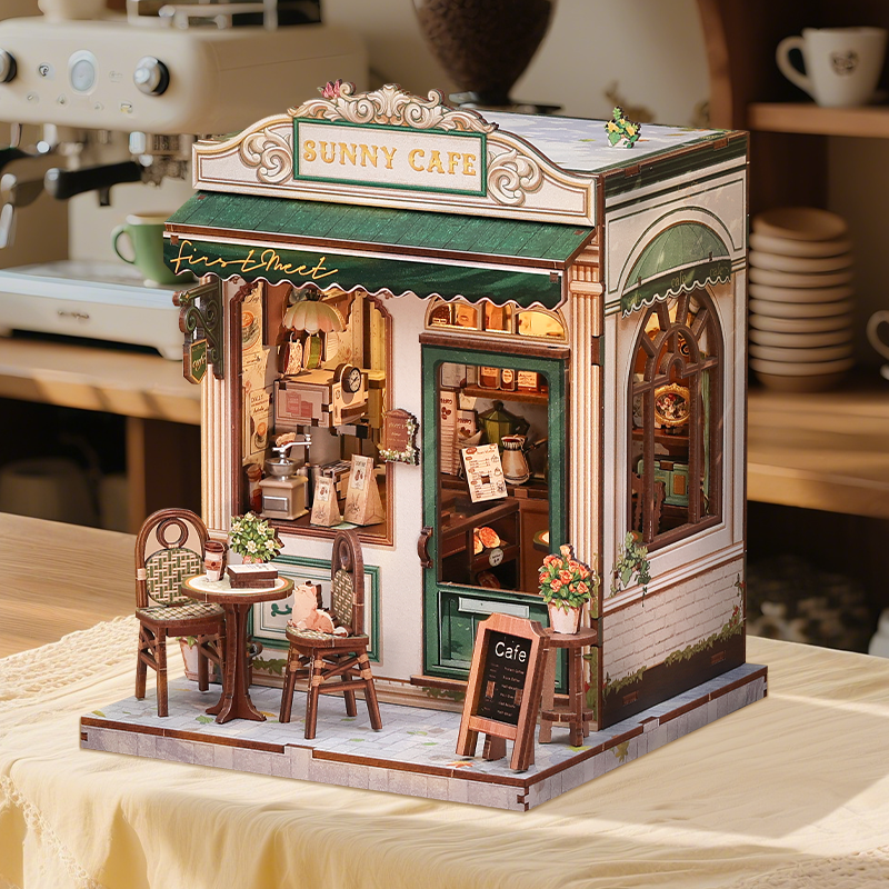 CuteBee - DIY Miniatuur Houten Book Nook Bouwpakket - CWGC208 - Sunny Cafe - Afbeelding 4