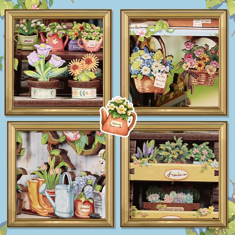 CuteBee - DIY Miniatuur Houten Book Nook Bouwpakket - CWGC211 - Anna's Blue Blossom - Afbeelding 5