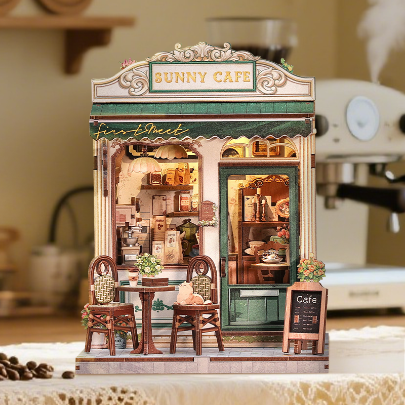 CuteBee - DIY Miniatuur Houten Book Nook Bouwpakket - CWGC208 - Sunny Cafe - Afbeelding 5