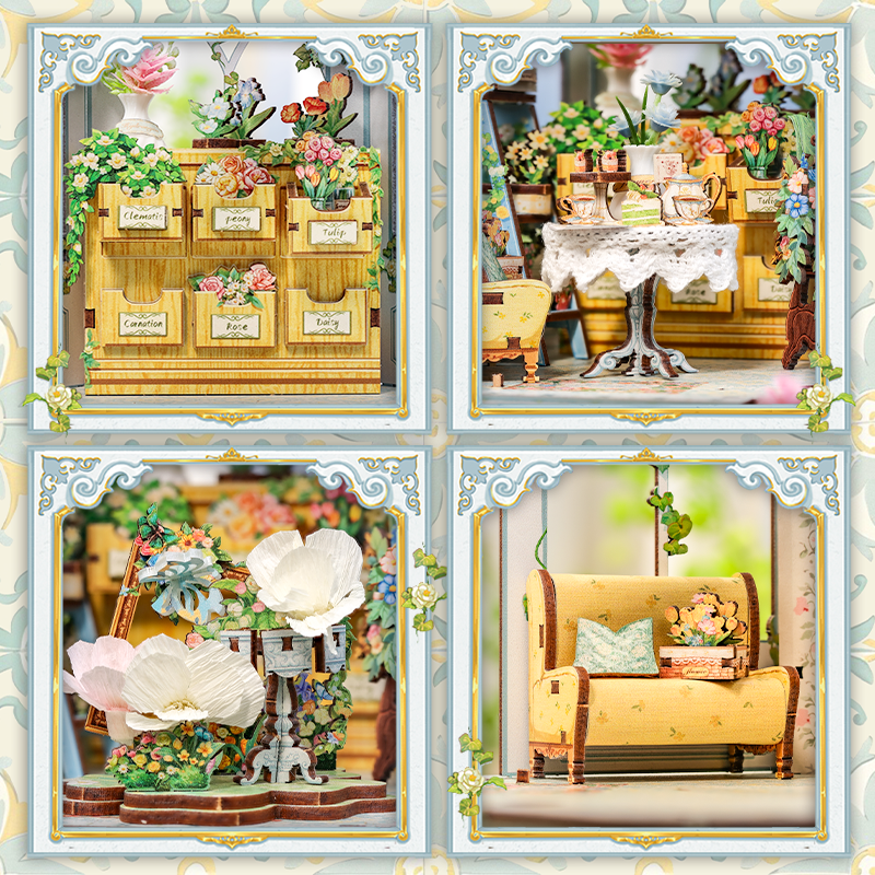CuteBee - DIY Miniatuur Houten Huisje - Modelbouwpakket - GHGC401 - Windsor Flower House - Afbeelding 5