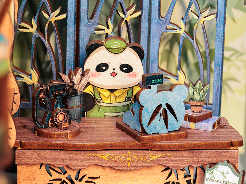 CuteBee - DIY Miniatuur Houten Book Nook Bouwpakket - DY02 - Panda Bookshop - Afbeelding 5