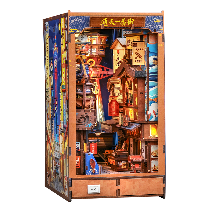 CuteBee - Book Nook - Modelbouwpakket - Houten 3D Puzzel - DIY Bouwpakket Volwassenen - Boekensteun - Tsutenkaku Ichiban Street BJAA403 - Afbeelding 3