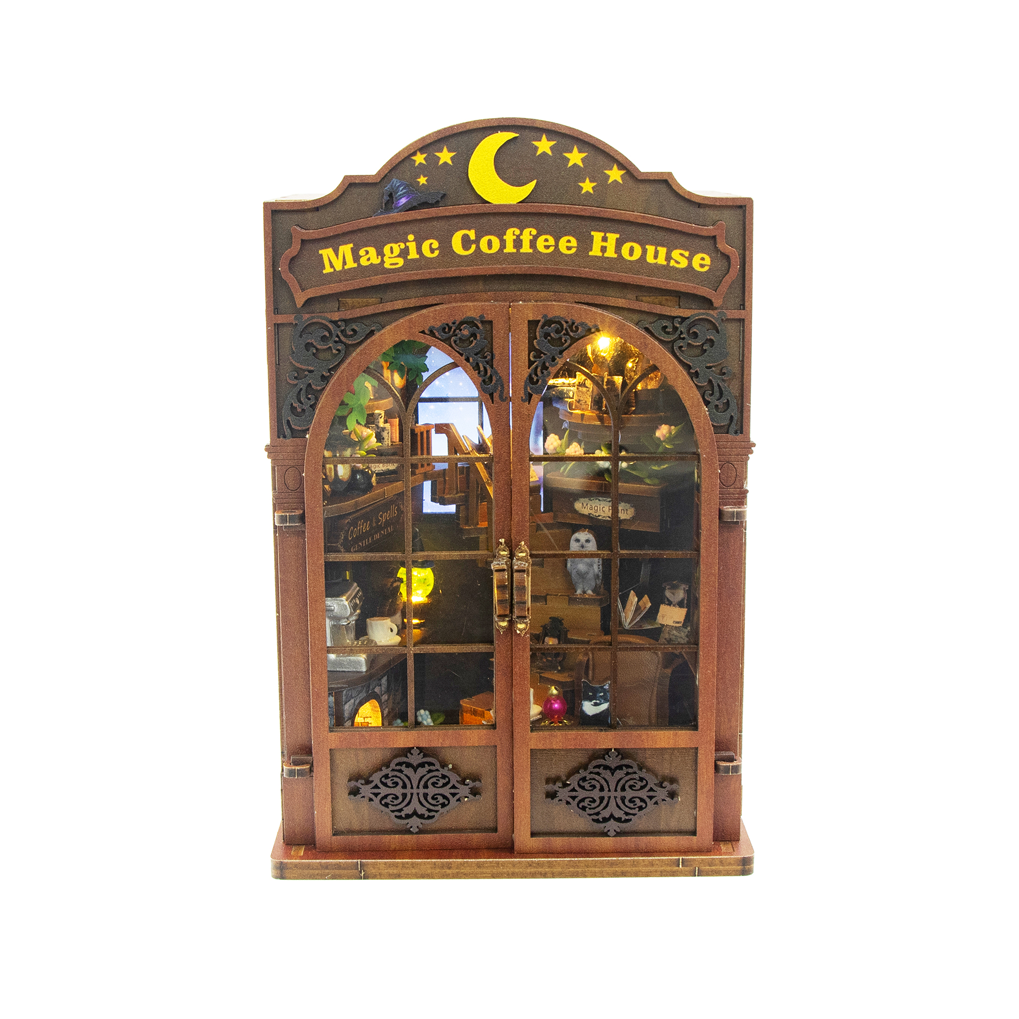 Hongda - DIY Miniatuur Houten Book Nook Bouwpakket - M2602 - Magic Coffee House - Afbeelding 23