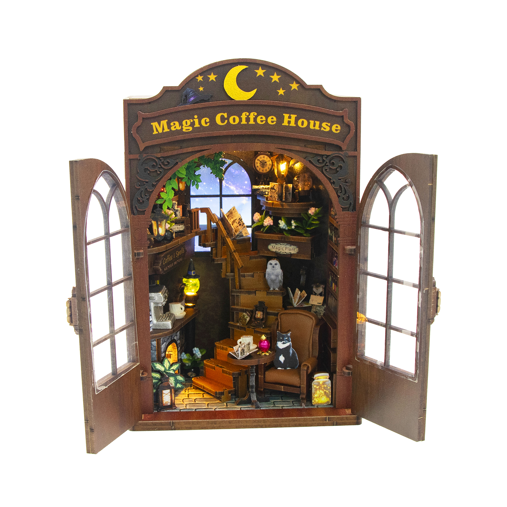 Hongda - DIY Miniatuur Houten Book Nook Bouwpakket - M2602 - Magic Coffee House