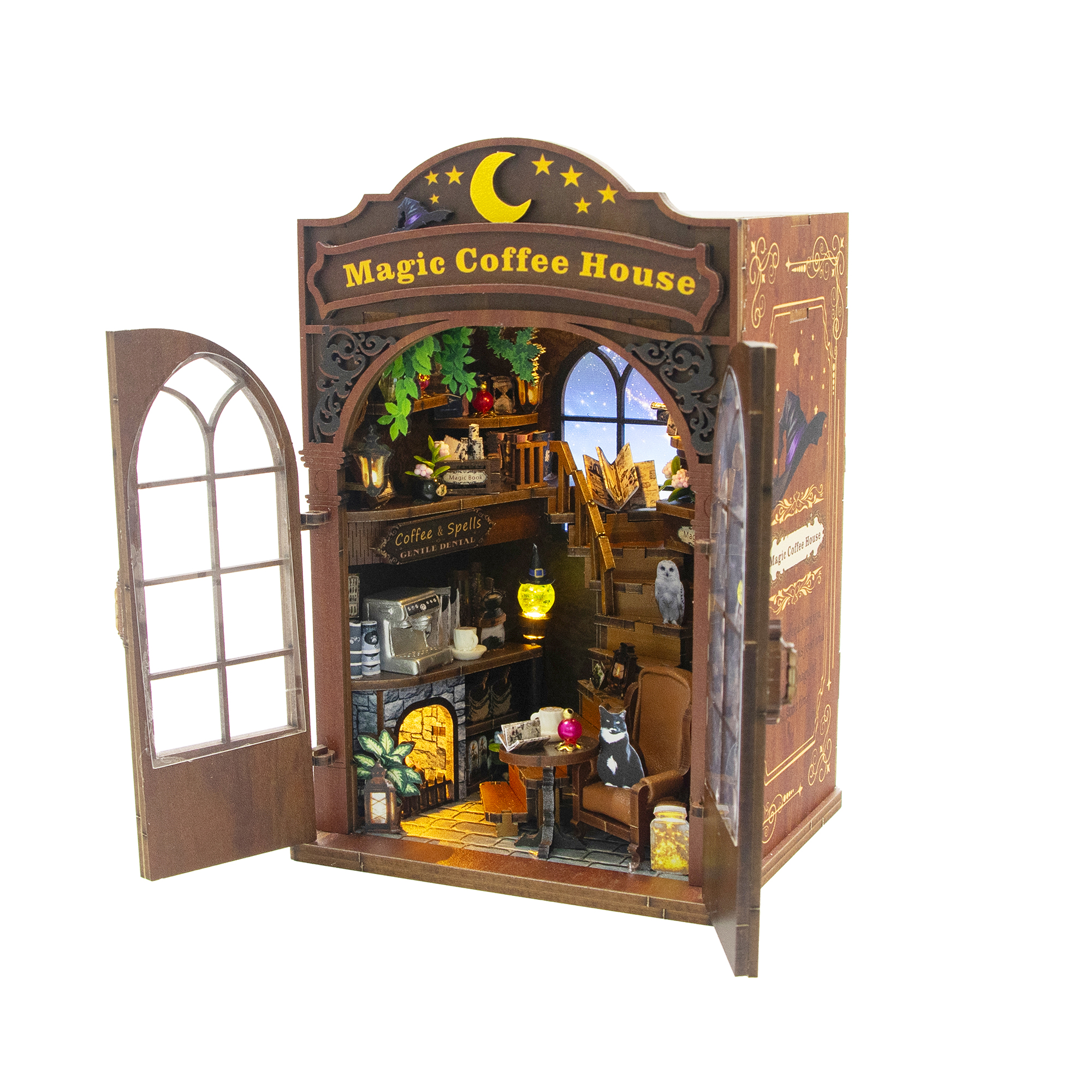Hongda - DIY Miniatuur Houten Book Nook Bouwpakket - M2602 - Magic Coffee House - Afbeelding 22