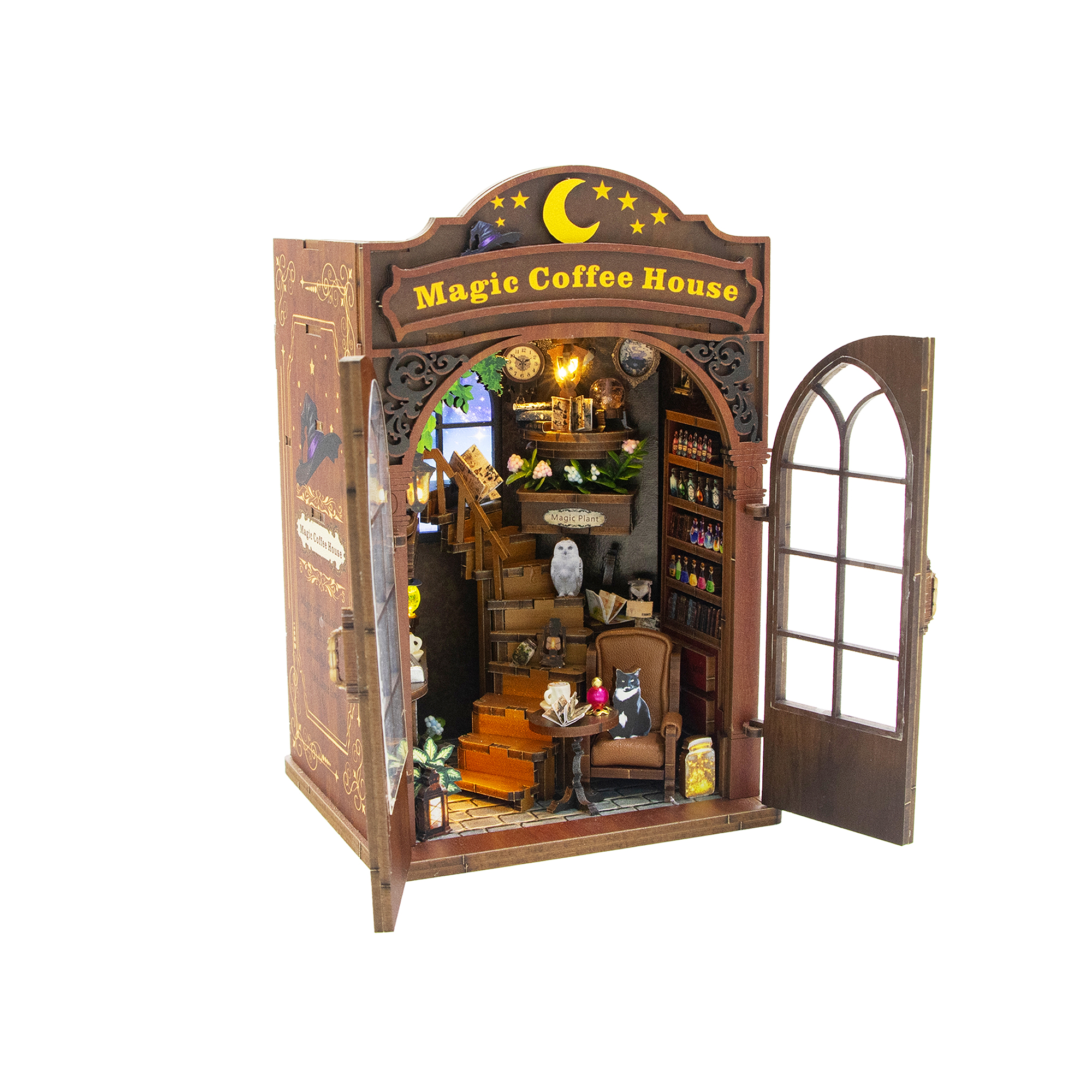 Hongda - DIY Miniatuur Houten Book Nook Bouwpakket - M2602 - Magic Coffee House - Afbeelding 19