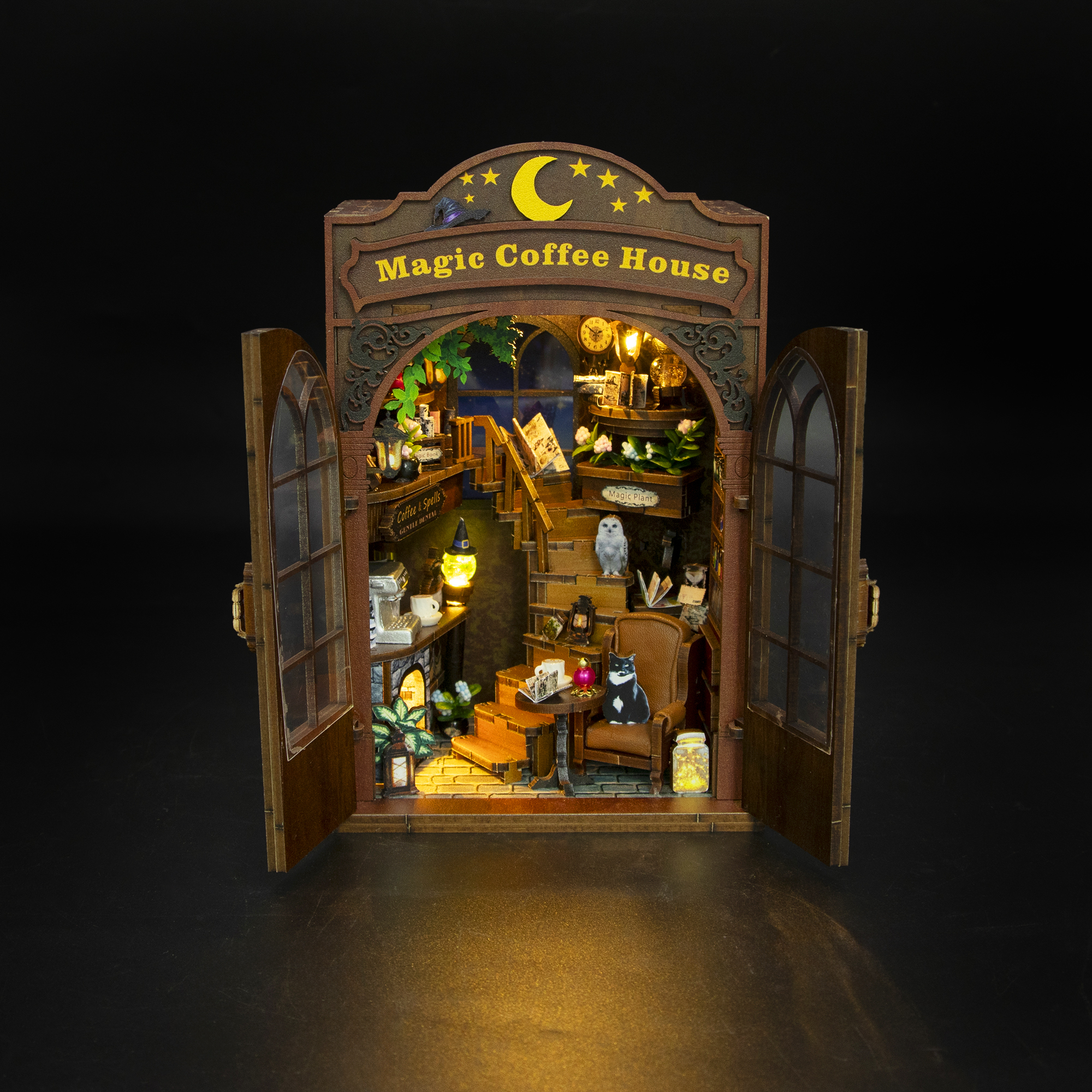 Hongda - DIY Miniatuur Houten Book Nook Bouwpakket - M2602 - Magic Coffee House - Afbeelding 5