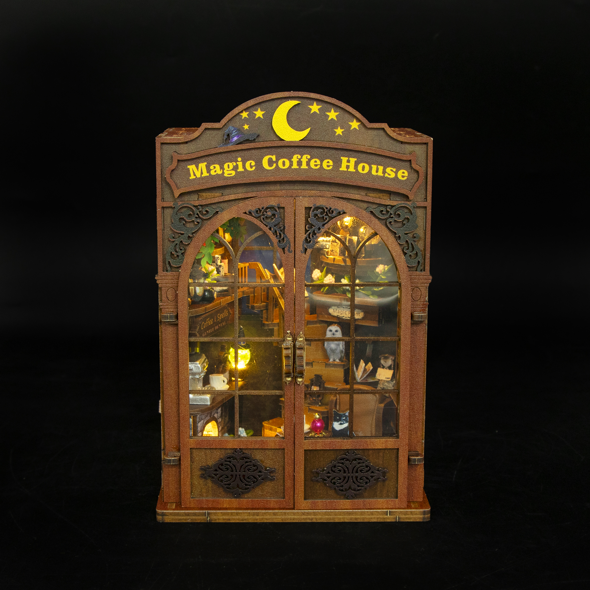 Hongda - DIY Miniatuur Houten Book Nook Bouwpakket - M2602 - Magic Coffee House - Afbeelding 4