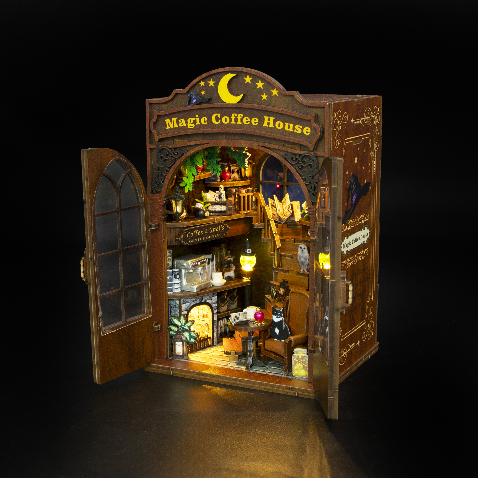 Hongda - DIY Miniatuur Houten Book Nook Bouwpakket - M2602 - Magic Coffee House - Afbeelding 3