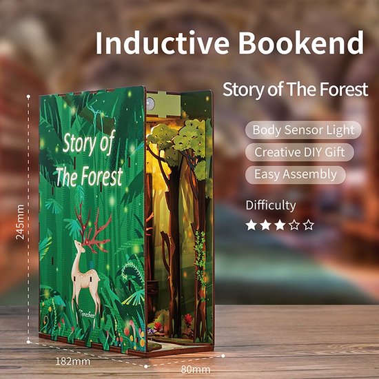Tonecheer - DIY Miniatuur Houten Book Nook Bouwpakket - met Bewegingssensor Licht - TQ106 - Story of The Forest - Afbeelding 3