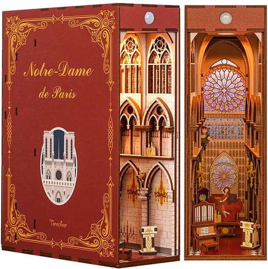 Tonecheer - DIY Miniatuur Houten Book Nook Bouwpakket - met Bewegingssensor Licht - TQ120 - Notre Dame de Paris