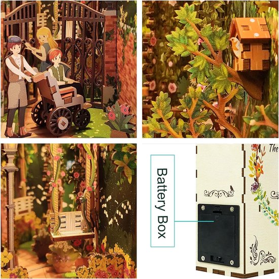 Tonecheer - DIY Miniatuur Houten Book Nook Bouwpakket - met Bewegingssensor Licht - TQ122 - The Secret Garden - Afbeelding 2