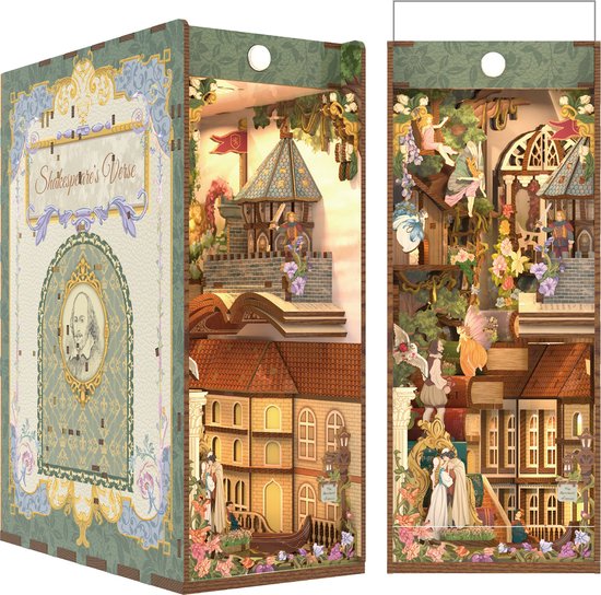Tonecheer - DIY Miniatuur Houten Book Nook Bouwpakket - met Bewegingssensor Licht - TQ129 - Shakespaer's Verse
