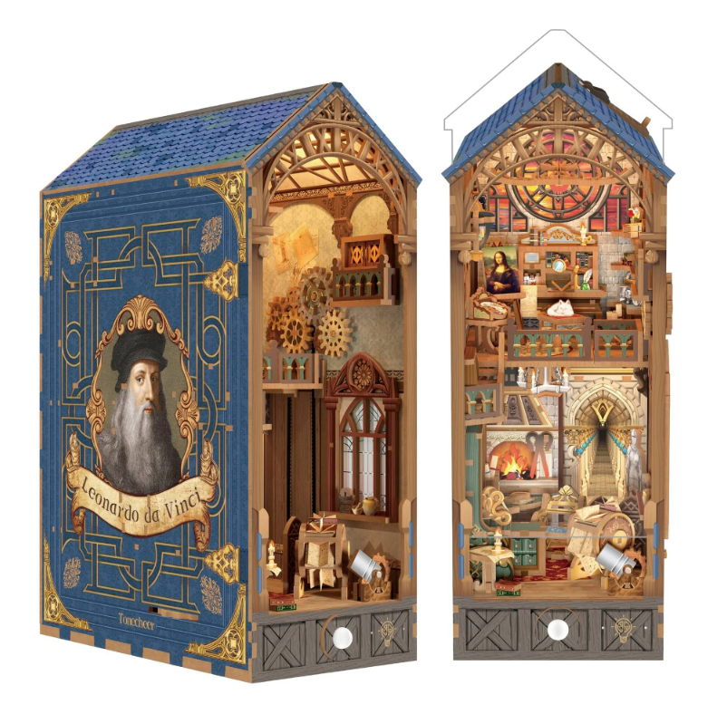 Tonecheer - DIY Miniatuur Houten Book Nook Bouwpakket - met Bewegingssensor Licht - TQ135 - Leonardo da Vinci