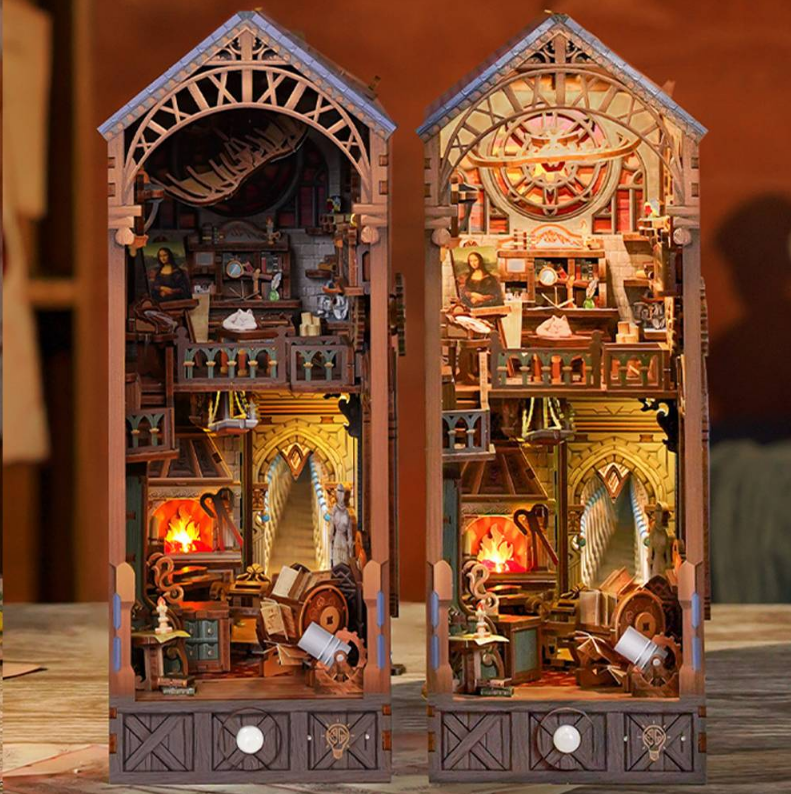 Tonecheer - DIY Miniatuur Houten Book Nook Bouwpakket - met Bewegingssensor Licht - TQ135 - Leonardo da Vinci - Afbeelding 2