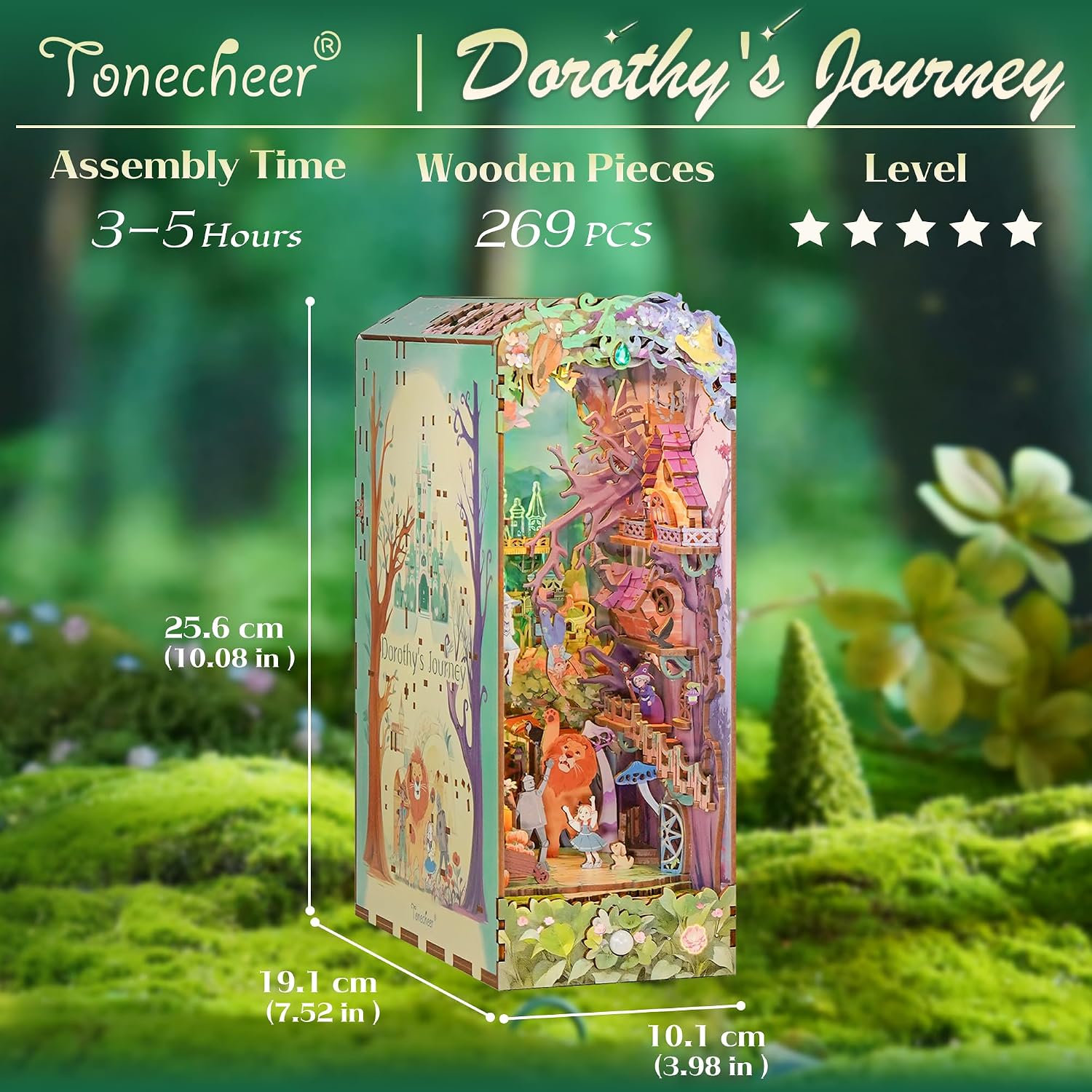 Tonecheer - DIY Miniatuur Houten Book Nook Bouwpakket - met Bewegingssensor Licht - TQ139 - Dorothy's Journey - Afbeelding 3
