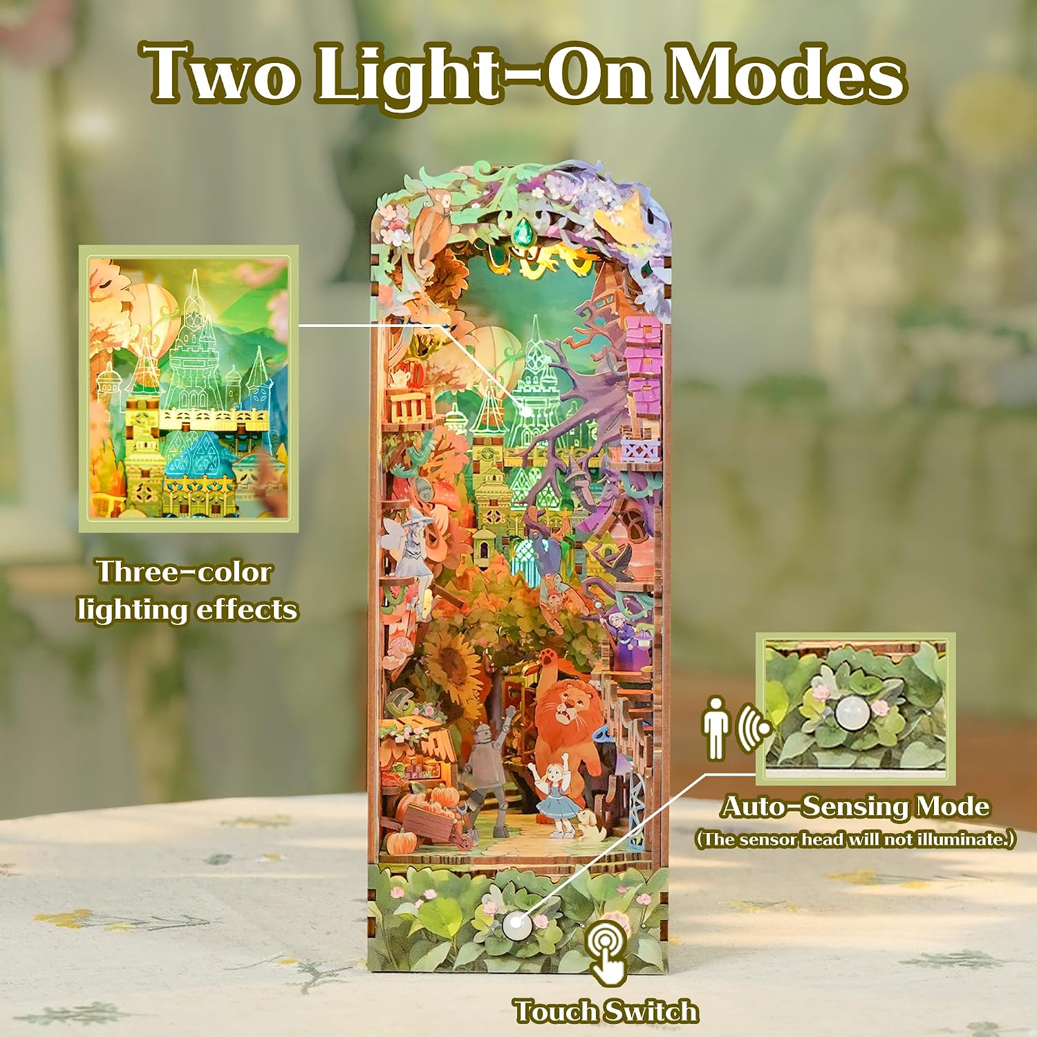 Tonecheer - DIY Miniatuur Houten Book Nook Bouwpakket - met Bewegingssensor Licht - TQ139 - Dorothy's Journey - Afbeelding 5