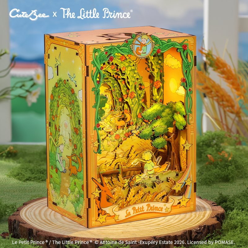 CuteBee x The Little Prince – Book Nook - Modelbouwpakket - Houten 3D Puzzel - DIY Bouwpakket Volwassenen - Boekensteun - Promise in the Wheat Field - LPAA201 - Afbeelding 5