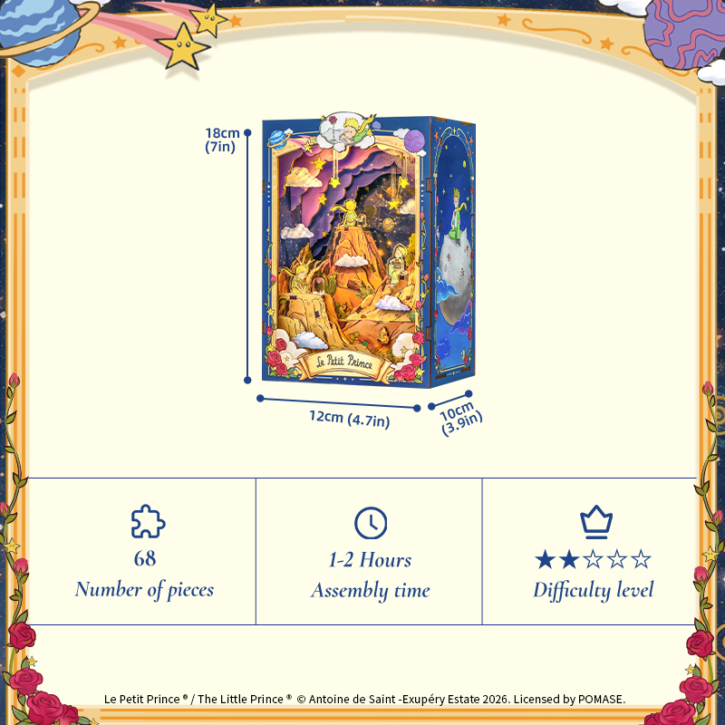 CuteBee x The Little Prince – Book Nook - Modelbouwpakket - Houten 3D Puzzel - DIY Bouwpakket Volwassenen - Boekensteun - The Planet and the Rose - LPAA202 - Afbeelding 8