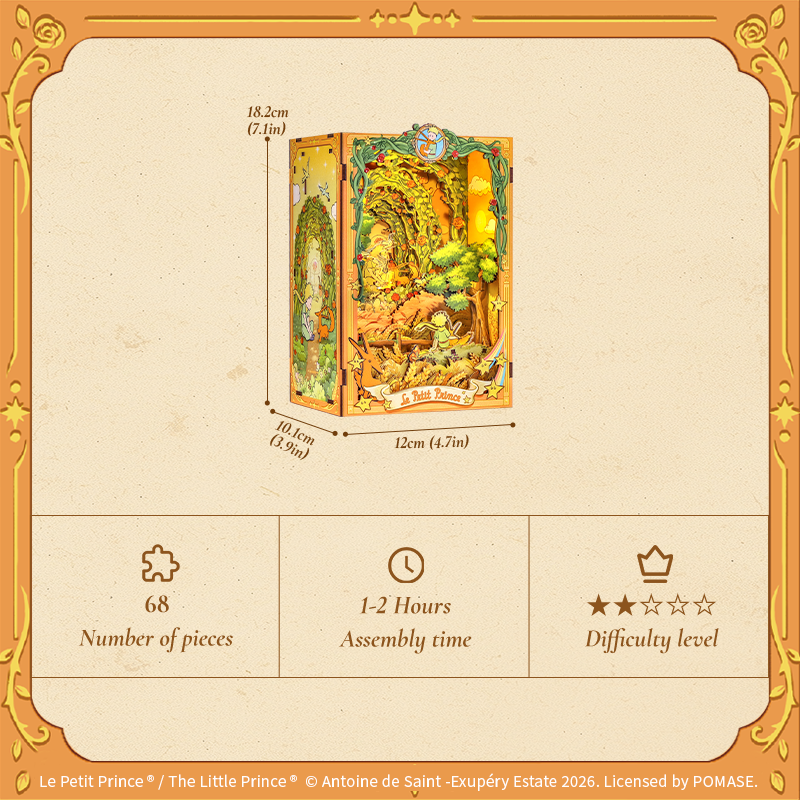 CuteBee x The Little Prince – Book Nook - Modelbouwpakket - Houten 3D Puzzel - DIY Bouwpakket Volwassenen - Boekensteun - Promise in the Wheat Field - LPAA201 - Afbeelding 9