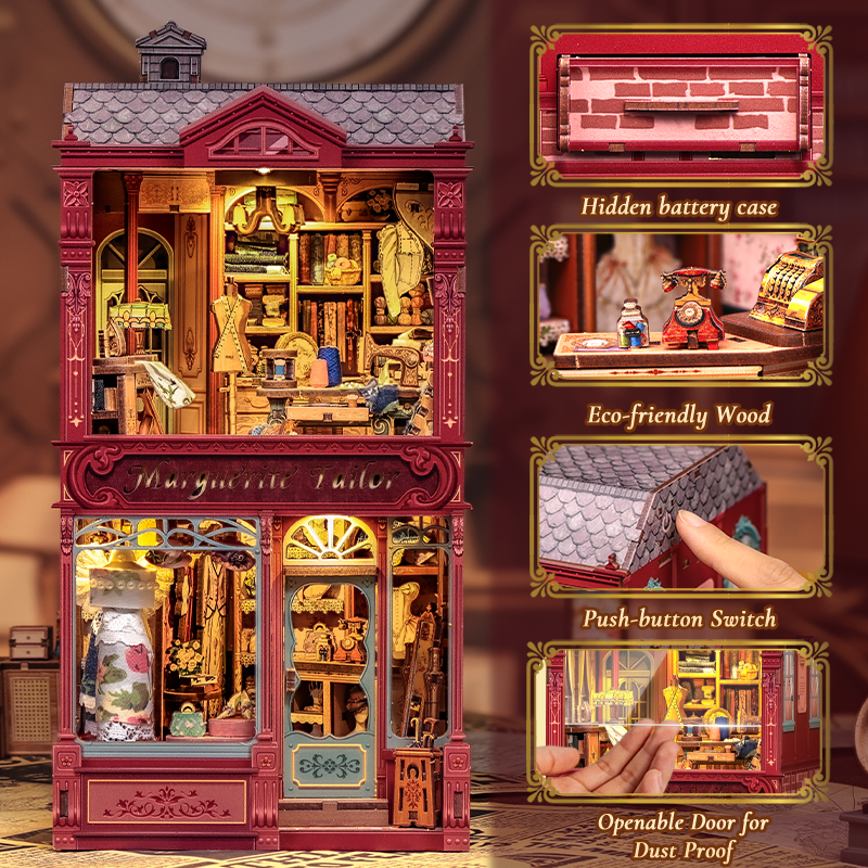 CuteBee - DIY Miniatuur Houten Book Nook Bouwpakket - BJAA406 - Marguerite Tailor - Afbeelding 9