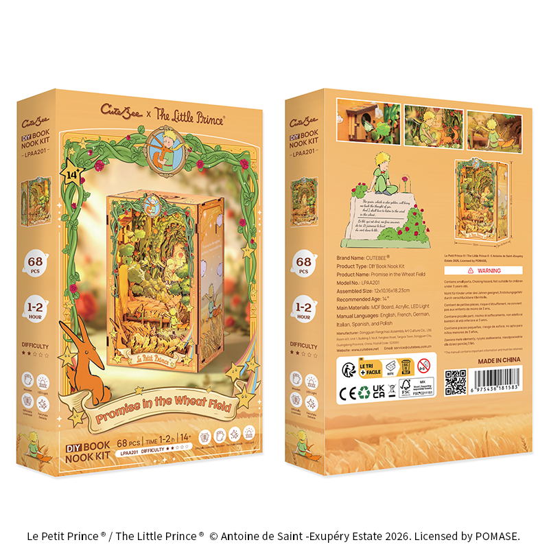 CuteBee x The Little Prince – Book Nook - Modelbouwpakket - Houten 3D Puzzel - DIY Bouwpakket Volwassenen - Boekensteun - Promise in the Wheat Field - LPAA201 - Afbeelding 13