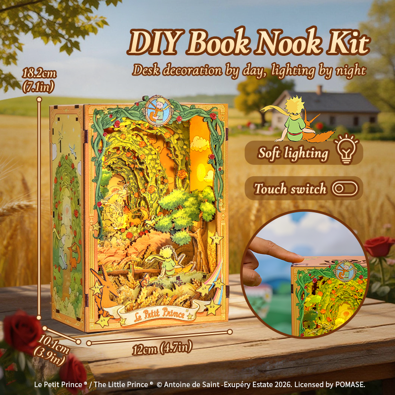 CuteBee x The Little Prince – Book Nook - Modelbouwpakket - Houten 3D Puzzel - DIY Bouwpakket Volwassenen - Boekensteun - Promise in the Wheat Field - LPAA201 - Afbeelding 14