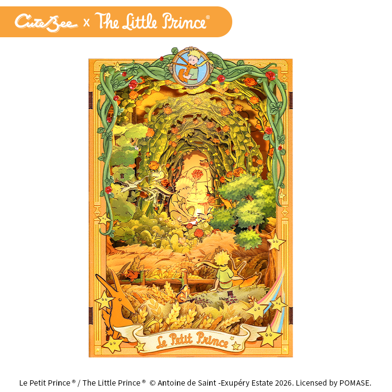 CuteBee x The Little Prince – Book Nook - Modelbouwpakket - Houten 3D Puzzel - DIY Bouwpakket Volwassenen - Boekensteun - Promise in the Wheat Field - LPAA201