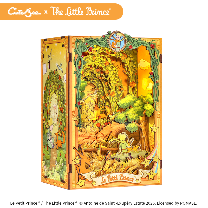 CuteBee x The Little Prince – Book Nook - Modelbouwpakket - Houten 3D Puzzel - DIY Bouwpakket Volwassenen - Boekensteun - Promise in the Wheat Field - LPAA201 - Afbeelding 2