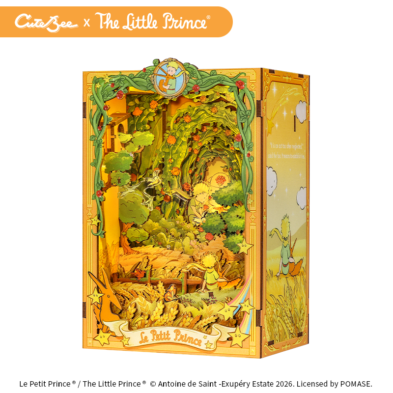 CuteBee x The Little Prince – Book Nook - Modelbouwpakket - Houten 3D Puzzel - DIY Bouwpakket Volwassenen - Boekensteun - Promise in the Wheat Field - LPAA201 - Afbeelding 3