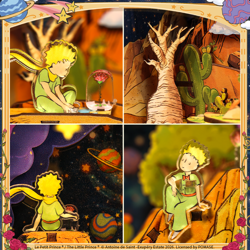 CuteBee x The Little Prince – Book Nook - Modelbouwpakket - Houten 3D Puzzel - DIY Bouwpakket Volwassenen - Boekensteun - The Planet and the Rose - LPAA202 - Afbeelding 5