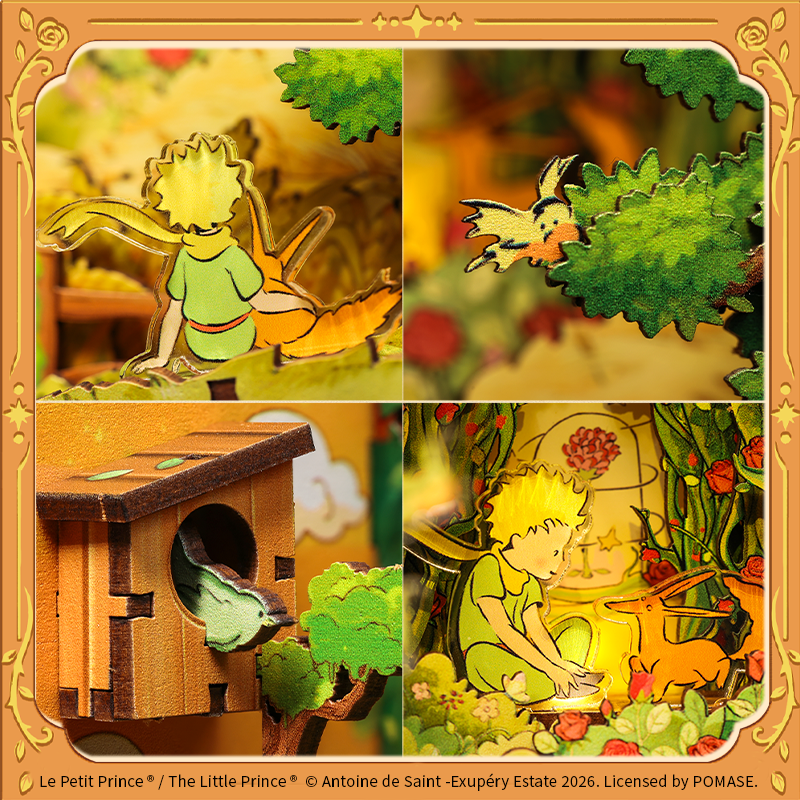 CuteBee x The Little Prince – Book Nook - Modelbouwpakket - Houten 3D Puzzel - DIY Bouwpakket Volwassenen - Boekensteun - Promise in the Wheat Field - LPAA201 - Afbeelding 6